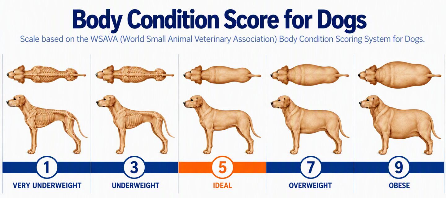 puntuaci&oacute;n de condici&oacute;n corporal para perros